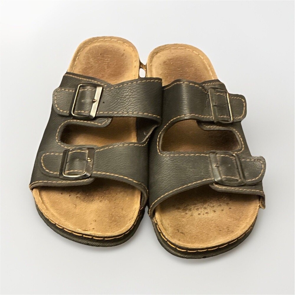 Bjorndal Men's Brown Leather Slide Sandals Buckle Adjustable Strap EU 43